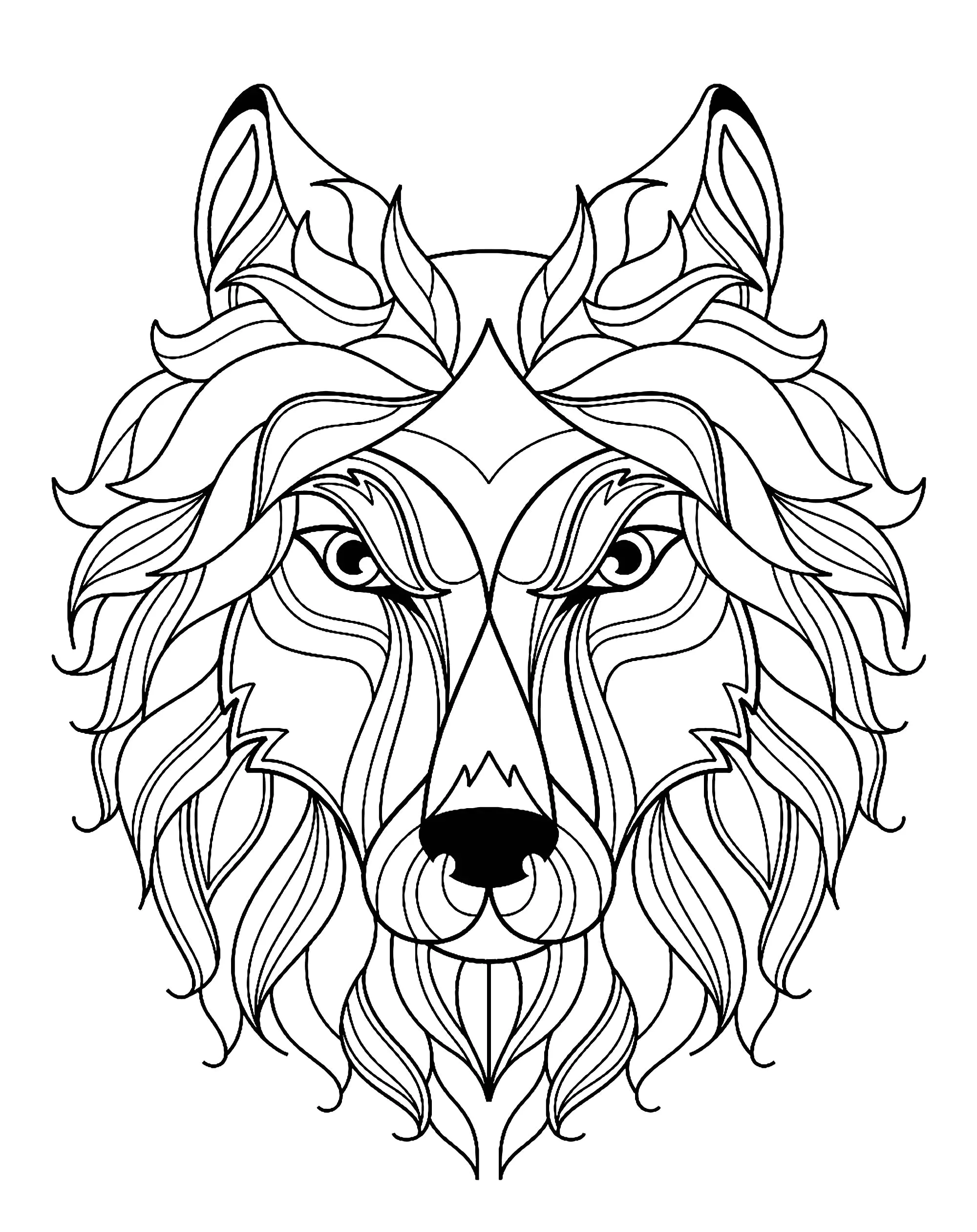 Wolf free to color for kids